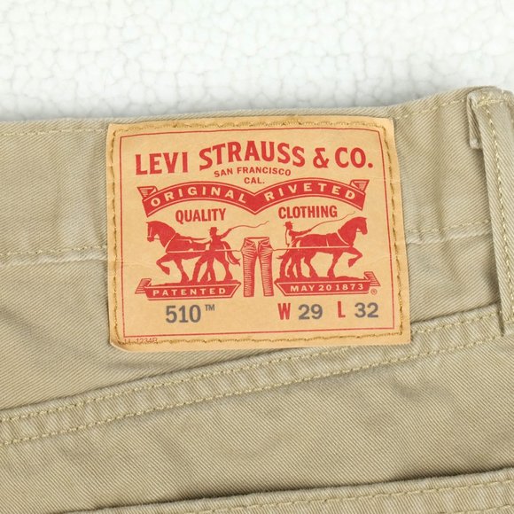 Levis 510 Jeans Mens 29x31 Beige Skinny Denim 100% Cotton Casual Workwear - Picture 6 of 11